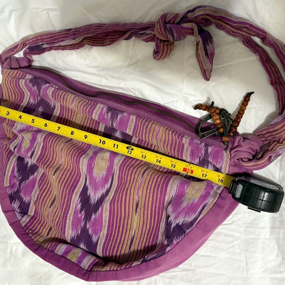 American Eagle Outfitters VTG 2011 Boho Oversized Crescent Ikat Fabric Hobo Bag - Picture 8 of 16